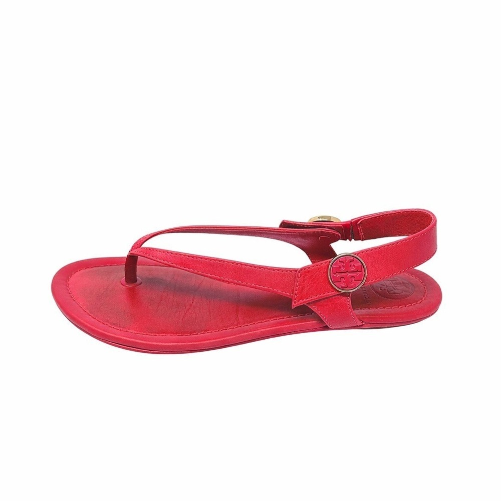 Tory Burch Minnie Travel Thong‎ Sandal Nantucket Red Leather Sz 5.5